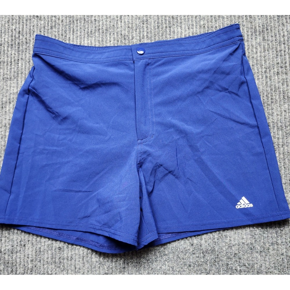 Adidas Womens Royal Blue Athletic Shorts Small Snap Button Elastic Back Running